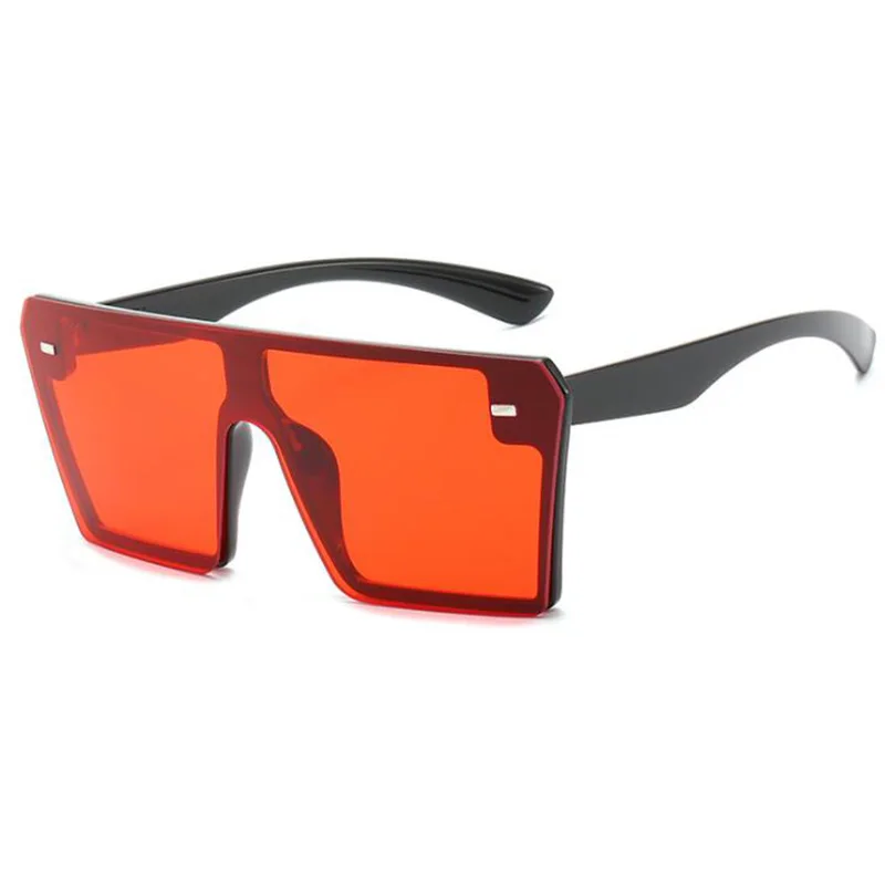RBENN негабаритные Квадратные Солнцезащитные очки женские мужские брендовые дизайнерские цельные градиентные зеркальные солнцезащитные очки большие плоские верхние винтажные очки - Цвет линз: Black Red