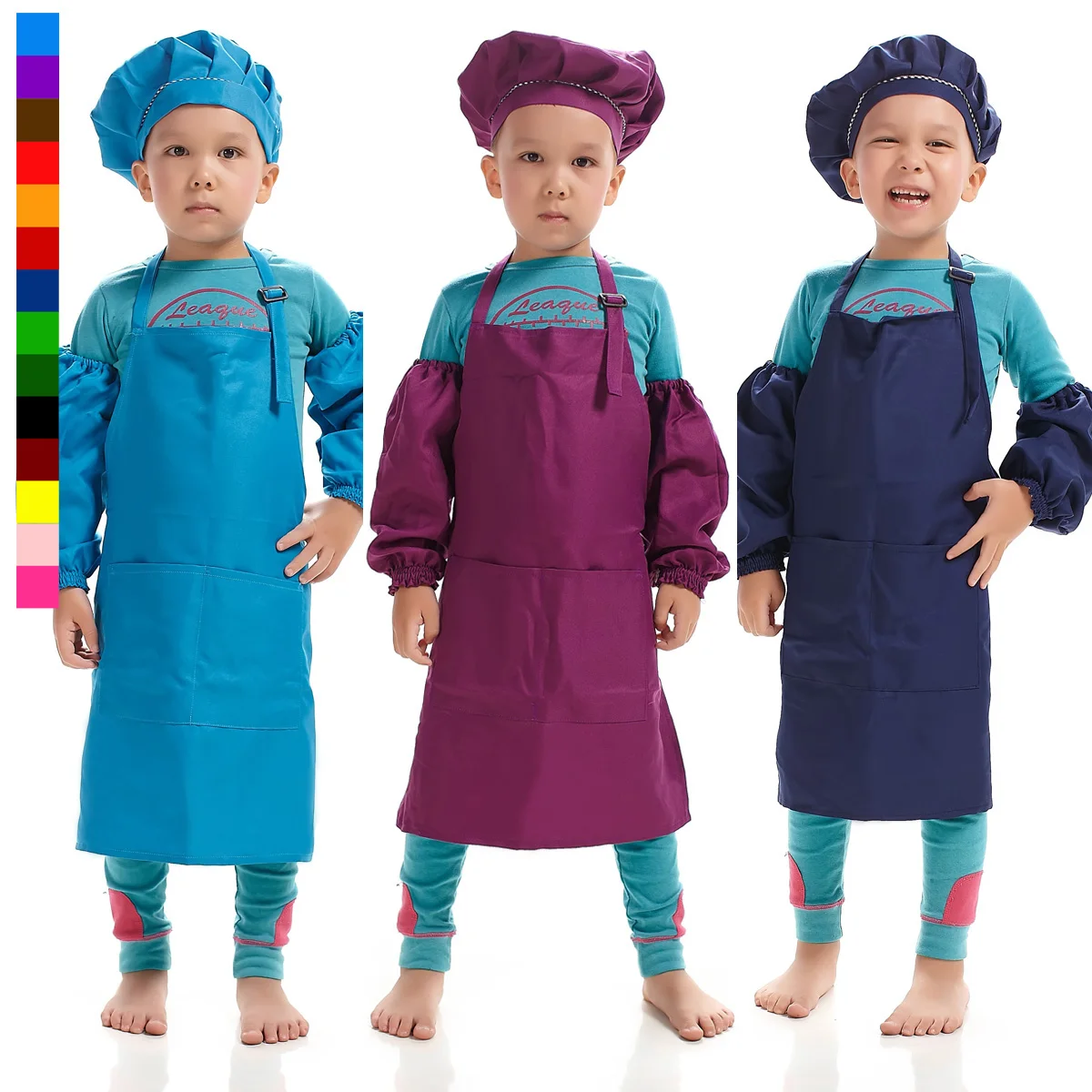 Children Chef Uniform Set Food Service Hats Gloves Cooking Aprons for