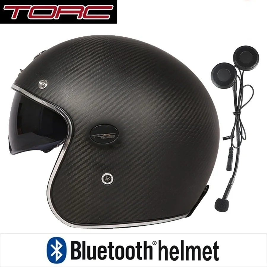 1 комплект 3/4 открытый лицо мото скутер Bluetooth гарнитура шлем солнце Viso точка Кафе Racer Ретро Винтаж мотоциклетный шлем - Цвет: matter black BT