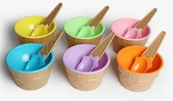 

Fashion Hot Kids ice cream bowls ice cream cup Couples bowl gifts Dessert container holder with spoon Best children gift