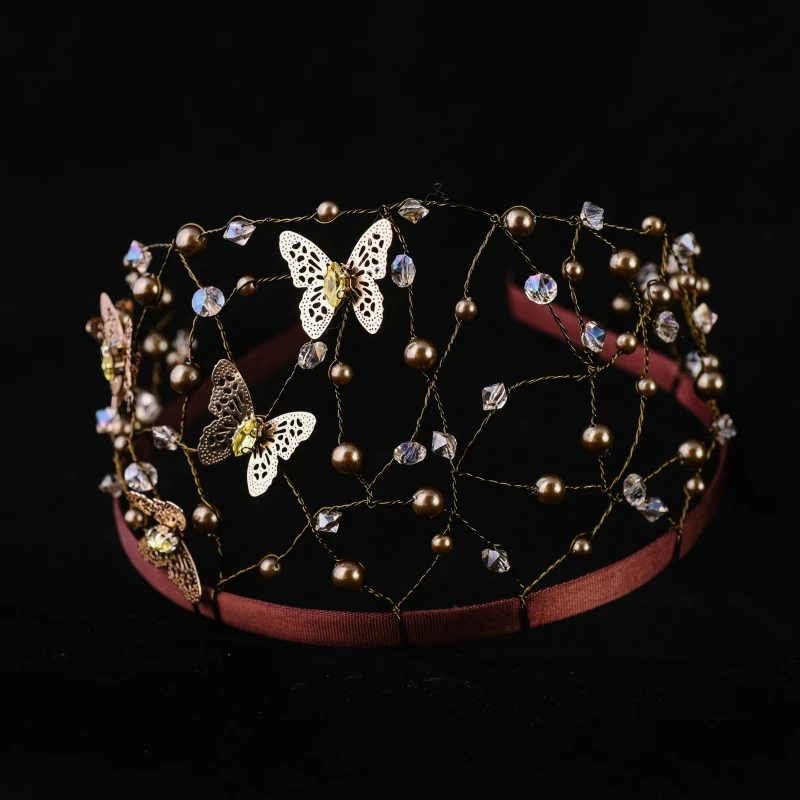 

Customized Pearl Crystal Headband Headwear Hand-woven Hairnet Headband Press Hair High Jewelry