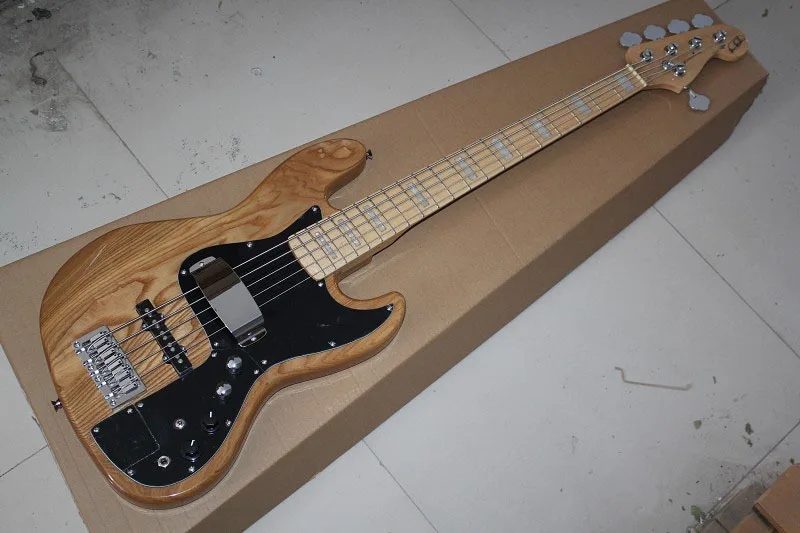 Custom shop Elm body 5 Strings Bass Guitar with Active amplifier