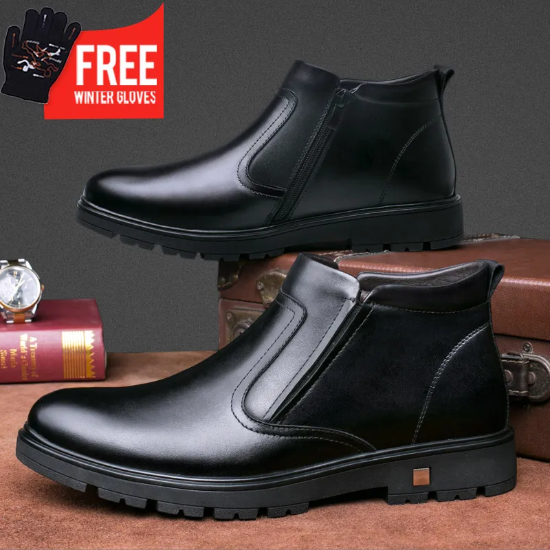 

OSCO Fashion winter Men Ankle Boots Casual Men Leather chelsea boots martin Breathable slip on Boots military shoes men