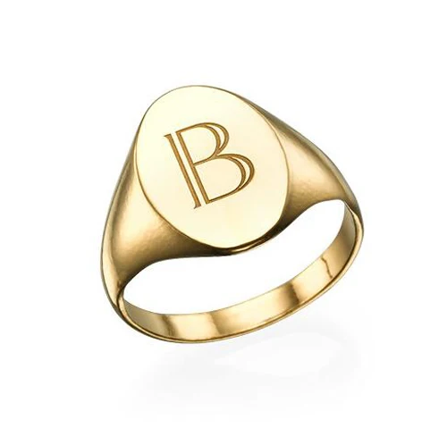Anillo de sello inicial grabado en oro de lujo para mujer|rings for women|ring forsignet - AliExpress