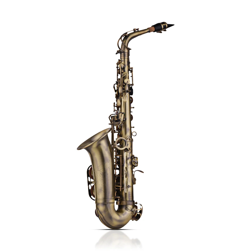 

Advanced Retro Saxophone Eb E-flat Alto Key Carve Pattern Woodwind Instrument with Case Gloves Cleaning Cloth Brush Straps Reeds