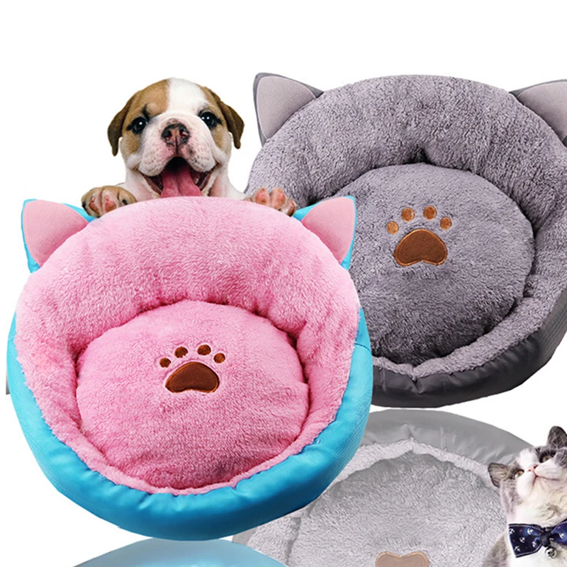 

New Cat Ears Removable Kennel Autumn And Winter Warmth Thickening Velvet Soft Pet House Supplies Wholesale For Cat Dog Bed