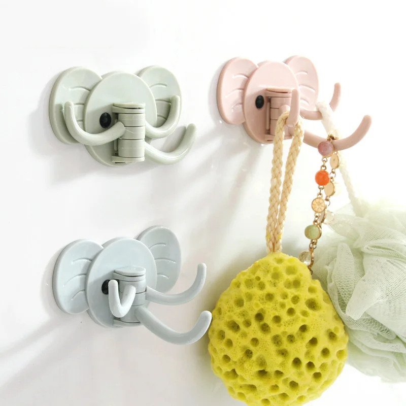 3pcs/pack Wall Hooks Strong Suction Cup Sucker Hanger For Kitchen Bathroom Cartoon Elephant Key Holder Wall Hook Storage Hangers