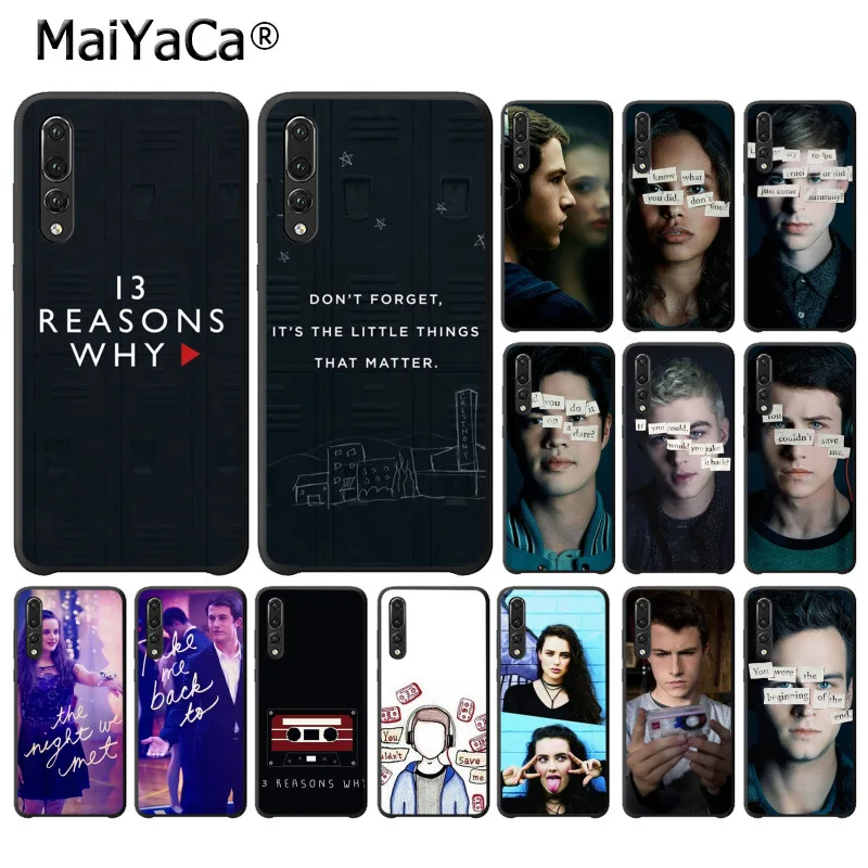 

MaiYaCa 13 Reasons Why Soft Rubber black Phone Case for Huawei P10 plus 20 pro P20 lite mate9 10 lite honor 10 view10 back case