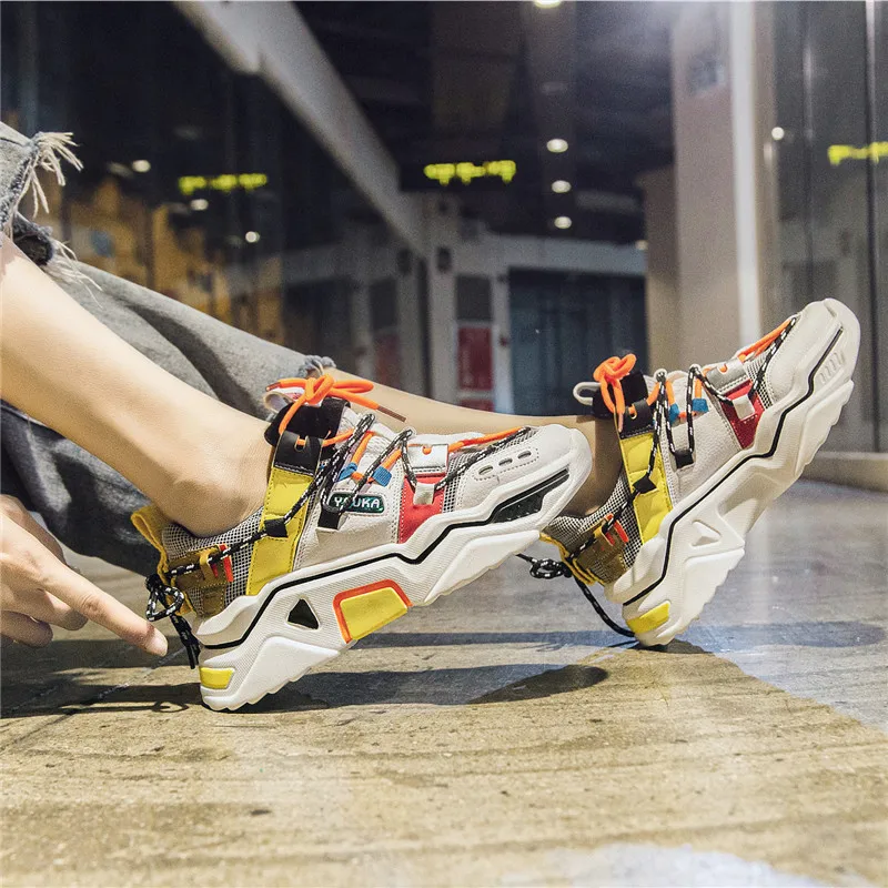 

2019 Breathable Mesh Women Casual Shoes Vulcanize Female Fashion Sneakers Lace Up High Leisure Footwears