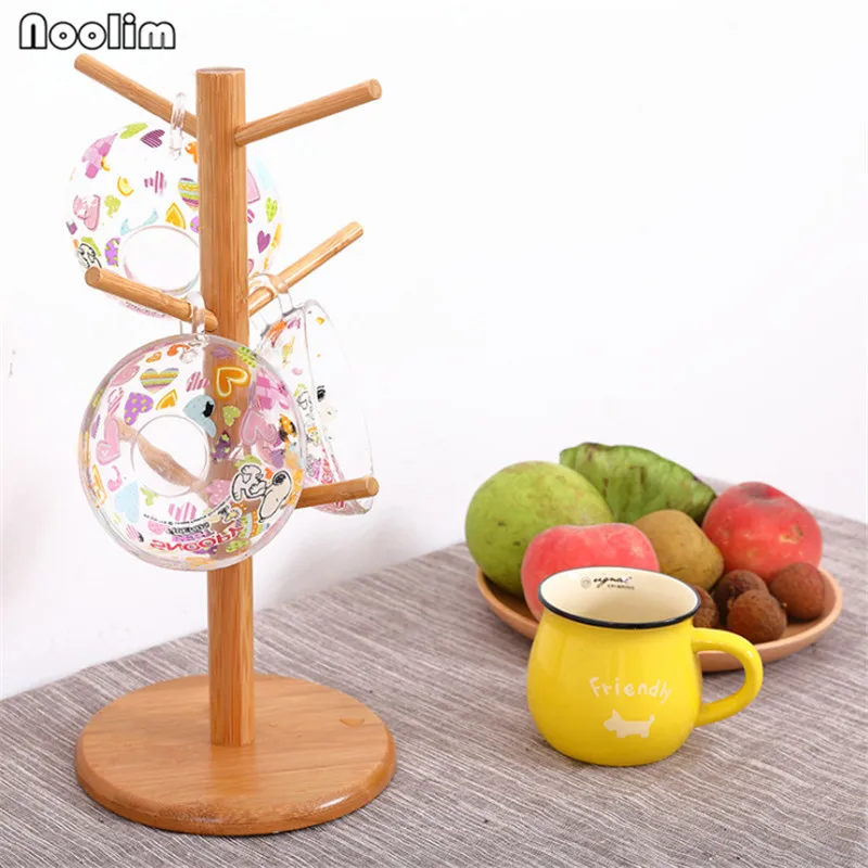 Cup Storage Rack Tree Shape Wood Coffee Tea Cup Holder