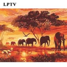 Без рамы «сделай сам» Ручная роспись абстрактный рисунок на холсте по номерам Южная Африка слон раскраска гостиной