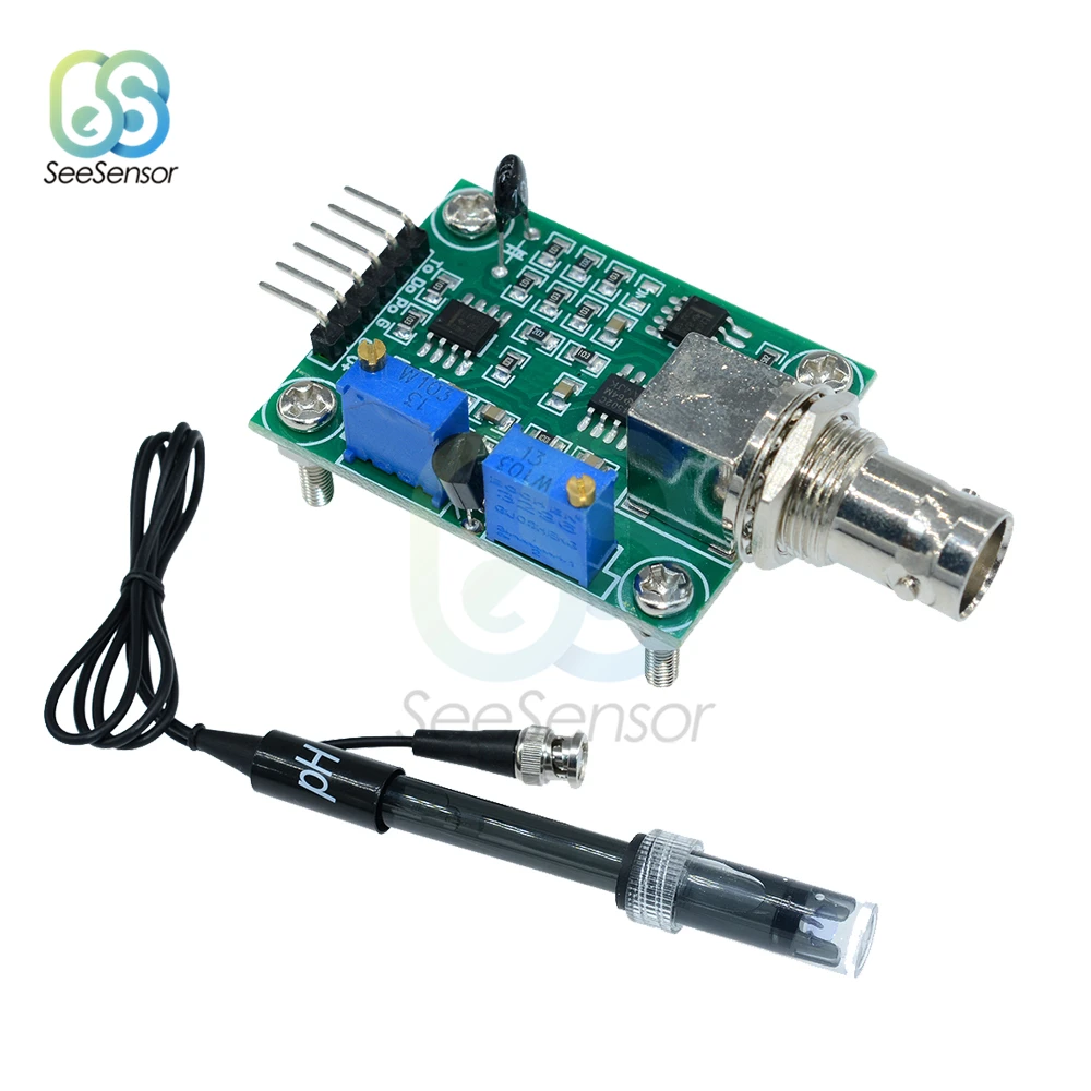 

Liquid PH 0-14 Value Detection Regulator Sensor Module Monitoring Control Meter Tester + BNC PH Electrode Probe For Arduino
