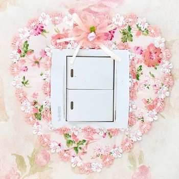 

Free Shipping + lace Lace fabric switch stickers Creative cute switch stickers Wall stickers wholesale