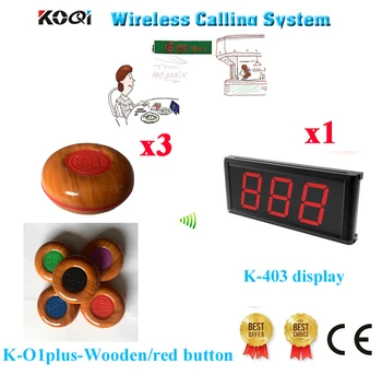 

Table Buzzer Bell System Fashion Design For Good Signal Of Display With Colorful Call Button In 433.92(1 Display+3 Call Button)