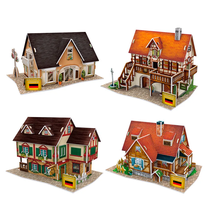 

CubicFun DIY 3D Buildings Models Toy Germany House Assembling Cardboard Puzzle Model Educational Kids Toys Gift