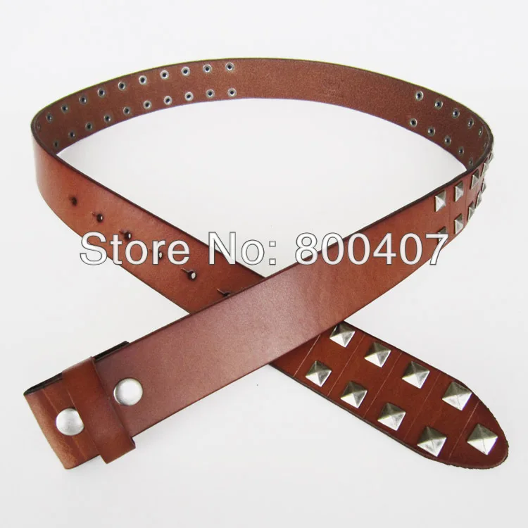 Wholesale Retail Big Studded Punk Rock Emo Snap On Real Leather Belt