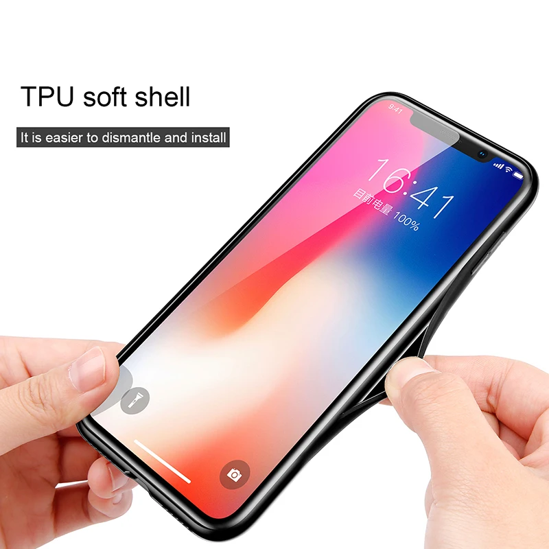 Baseus funda de teléfono de lujo para iPhone X 10 de la nebulosa de TPU suave y vidrio de cubierta de caso para iPhone 8 7 Plus Coque Fundas