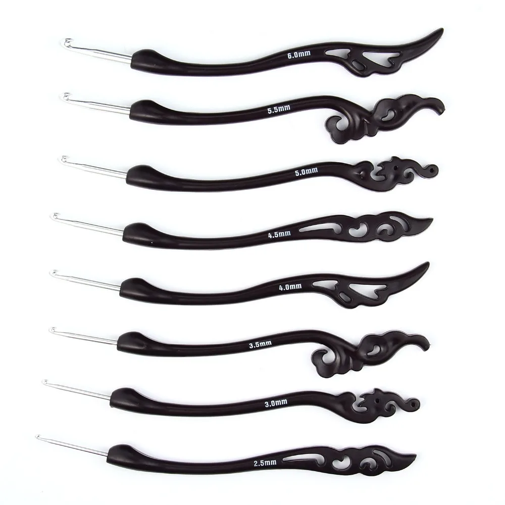 8PCS Luxury Aluminum Crochet Hooks Set handle Crochet Hooks for Knit