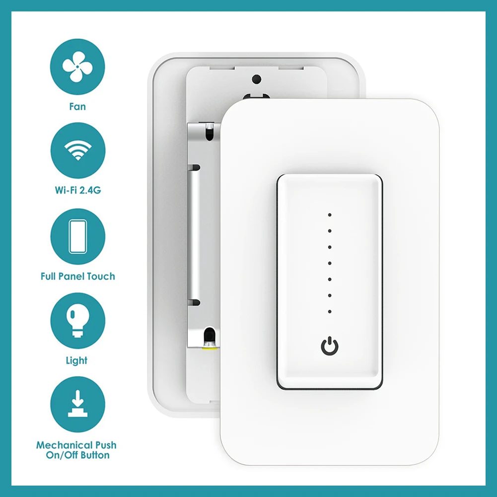 

2019 New Arrive Smart Wifi LED Light Dimmer Switch US Standard 110-220V Wall Touch Control Fan Speed Work with Alexa Google Home