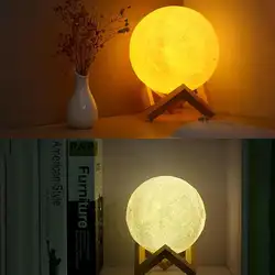 3D печать луна лампа перезаряжаемый светодиодный ночник сенсорный переключатель прикроватные огни