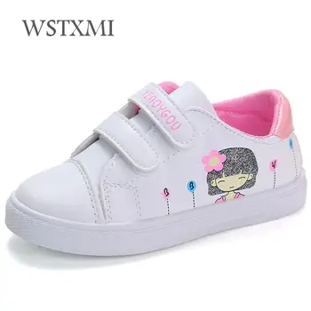 

Girls Shoes Kids White Sneakers Casual Student Princess Shoes Spring Breathable Leather Fashion Flower Children Flat Sport Shoes
