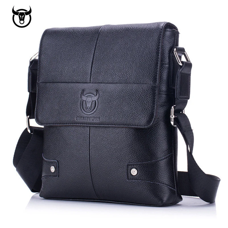 100% جلد طبيعي BULLCAPTAIN الرجال حقيبة ساعي خمر جلد البقر حقيبة كتف للذكور الأزياء crossbody حقيبة حقائب
