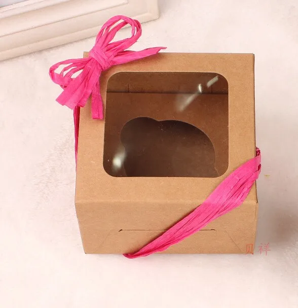 Qi Размер: 16*16*7,5 см 10 шт./лот 2/12 зерен крафт-бумага коробка для торта с прозрачным окном бумажная коробка для кексов для использования на день рождения