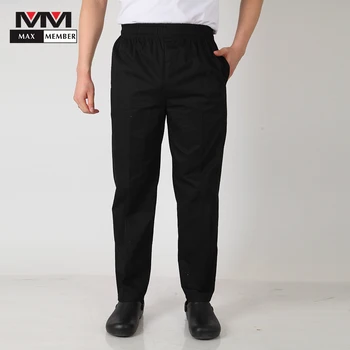 

Wholesale Grid Men Restaurant Kitchen Elastic Waist Chef Bakery Cafe Canteen Work Wear Pants Waiter Suit Trousers Business