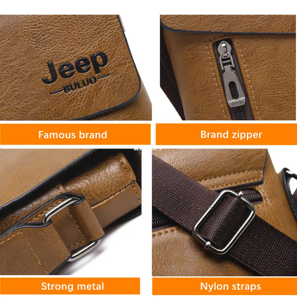 Для мужчин Курьерские Сумки 2 шт набор Jeep buluo известного бренда мужские кожа Shouder
