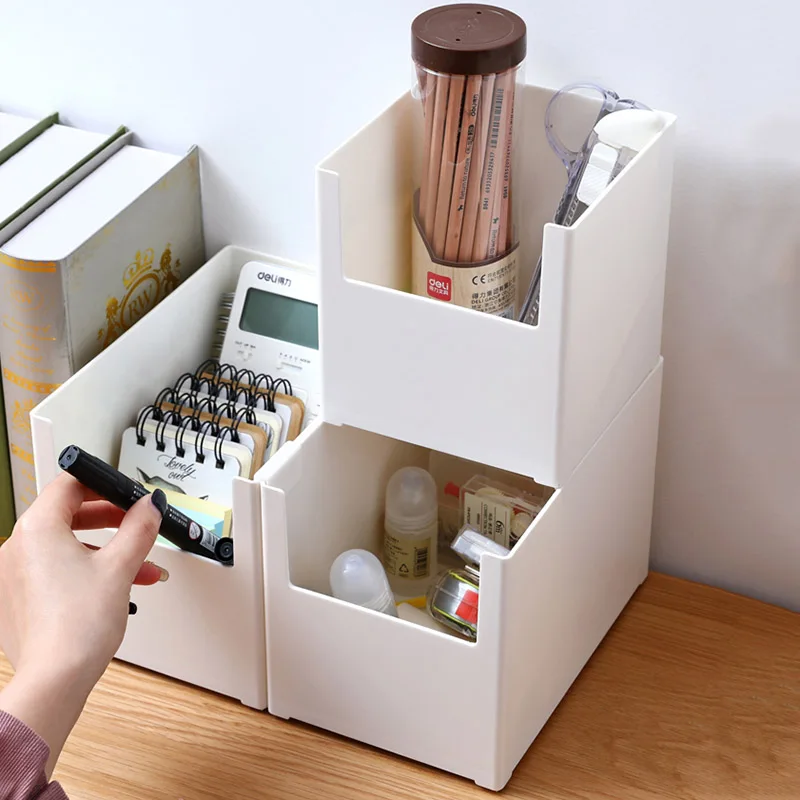 

Plastic Makeup Storage Box Organizer Shelf Kitchen Seasoning Box Storage Holders Stack Desktop Sundries Storage Container