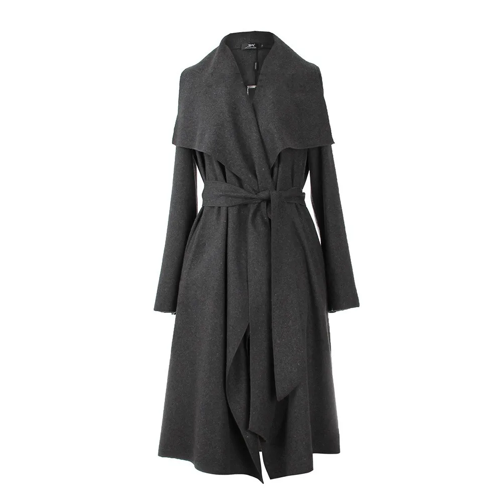 AKSLXDMMD новое осеннее зимнее пальто женское Шерстяное Пальто с широким нагрудным поясом женское длинное пальто Casacos шерстяные пальто пончо LH193
