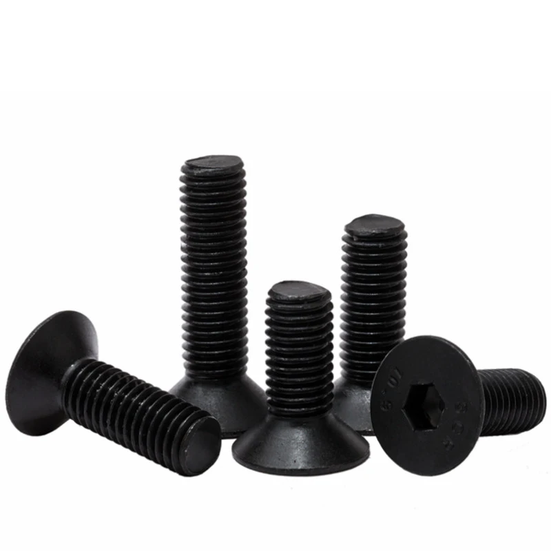 

Flat Head Machine Screw Metric Threaded Black Countersunk Hex Socket Head Cap Screw Grade 10.9 Bolts Alloy Steel M2 M2.5 M3 M4
