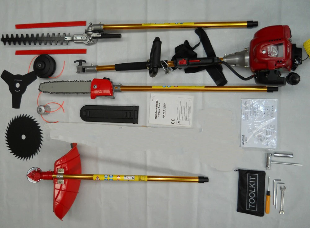 

Professional Whipper Snipper 6 in 1 Brush cutter 4 stroke GX35 honda Engine Petrol strimmer Tree Pruner with 2X 1m extend pole