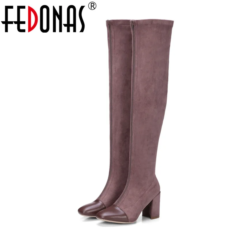 FEDONAS Brand Women Over The Knee High Boots Sexy High Heels Autumn Winter High Knight Boots Ladies Zipper Dancing Shoes Woman цена FEDONAS Brand Women Over The Knee High Boots Sexy High Heels Autumn Winter High Knight Boots Ladies Zipper Dancing Shoes Woman цены онлайн
