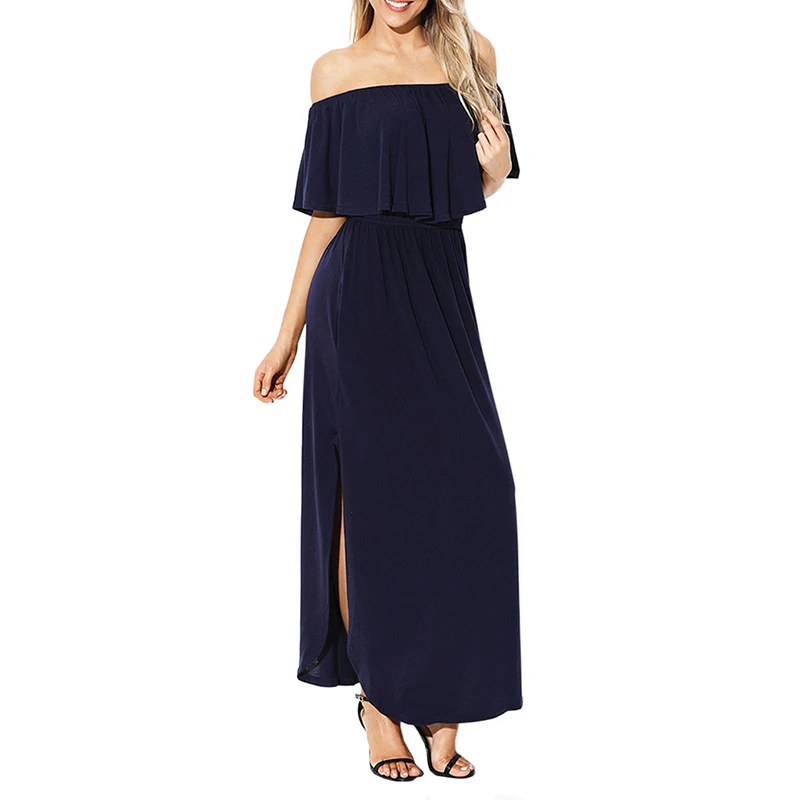 Navy-Flounce-Off-Shoulder-Maxi-Jersey-Dress-LC61968-5-5
