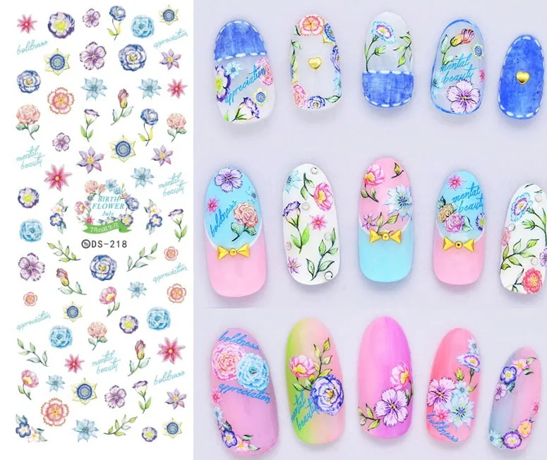 

Florals Patterns! Nails Art Manicure Water Decal Decorations Design Water Transfer Nail Sticker For Nails Tips Beauty