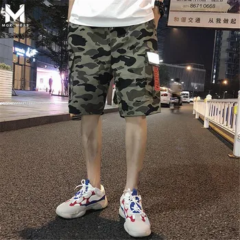 

2018 Men's New Camouflage Printing Straight Loose Breathable Mens Shorts Fashion High Street Casual Tooling Cotton Men Short