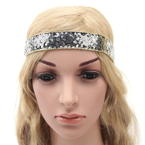 Women's Fashion Shiny Sequin Hair Band Elastic Headband Bandana Hair