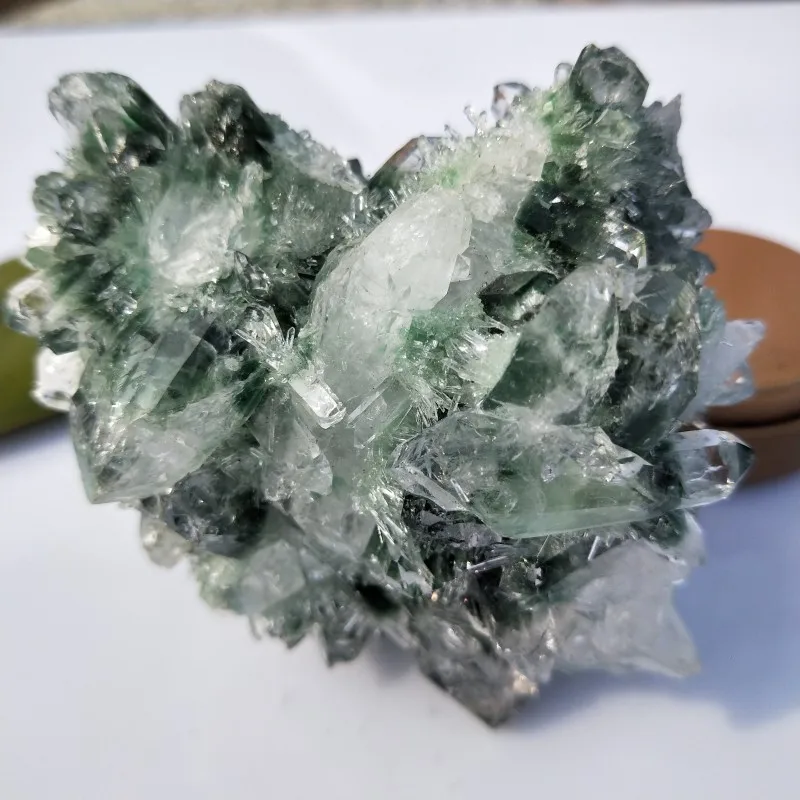 150-250 г натуральный призрак Рок Зеленый фантомный Кристалл кластер необработанный кварцевый камень исцеляющий для рукоделия украшения дома - Цвет: about 350g