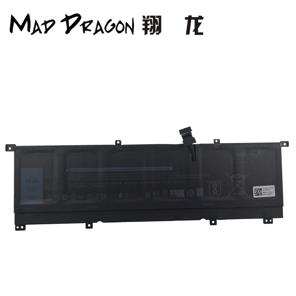 

MAD DRAGON Brand Laptop NEW Lithium Battery for Dell XPS15 9575 XPS 15 9575 13.2V 75Wh 6254mAh 6 Cell Li-Ion 0TMFYT TMFYT 8N0T7