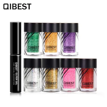 

QIBEST Brand 20 Colors Glitter Eye Shadow Face Eyes Lips Nails Shimmer Glitter powder & Glue Waterproof Colorful Laser Makeup