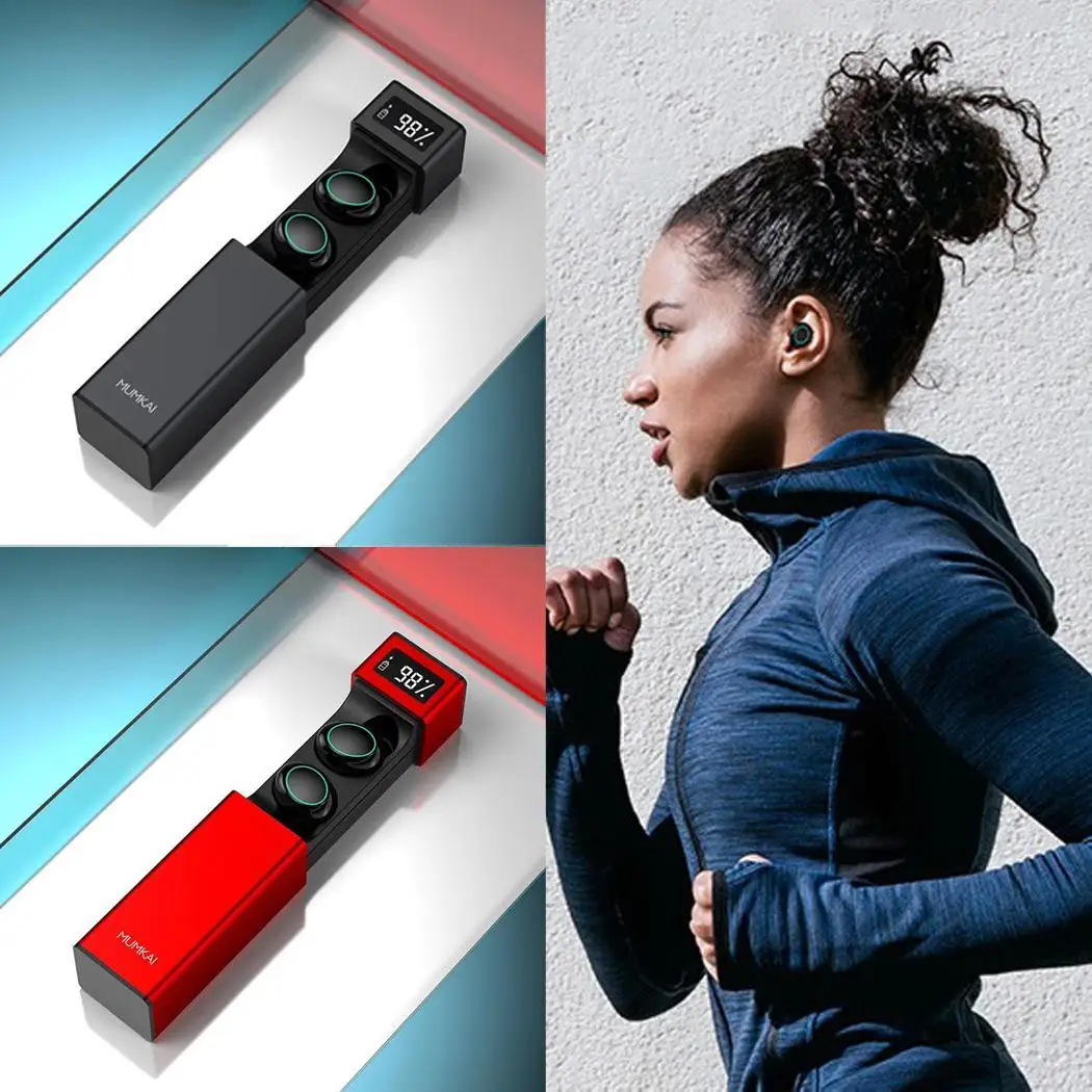 

General Wireless Bluetooth Hifi Headset Stereo 32 Hours In-Ear Casual Sport DC/5V Earbuds Earphone Charging Box