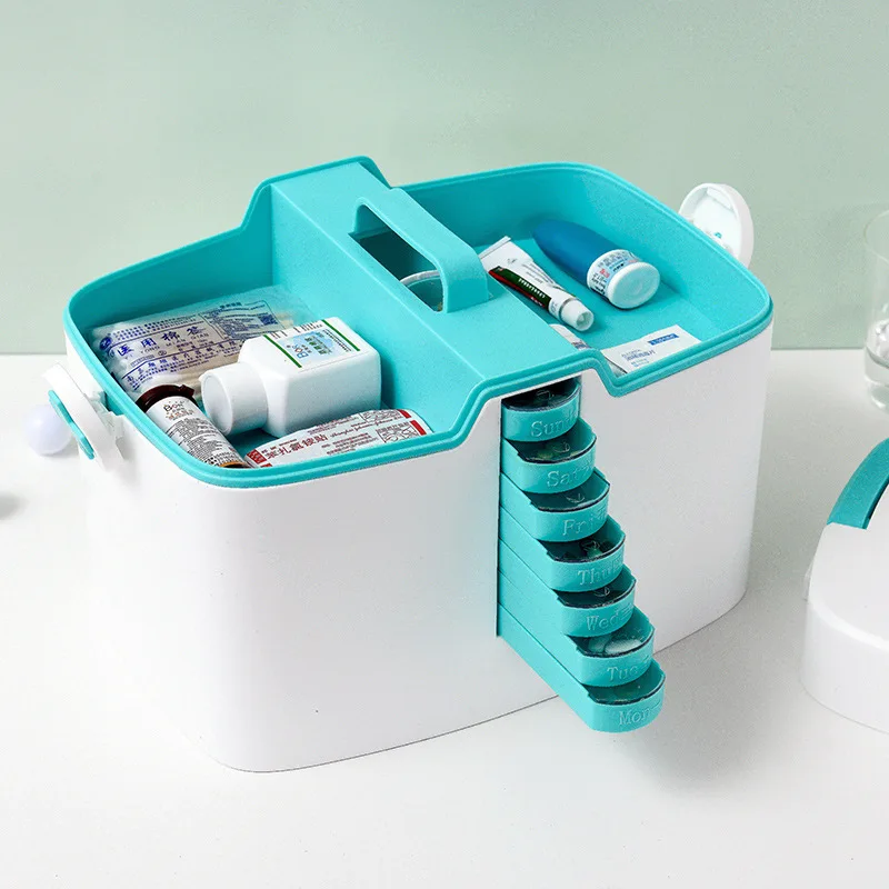 Портативная аварийная коробка, бытовая большая емкость, многослойная медицинская коробка для хранения, пластиковая переносная аптечка, медицинская коробка