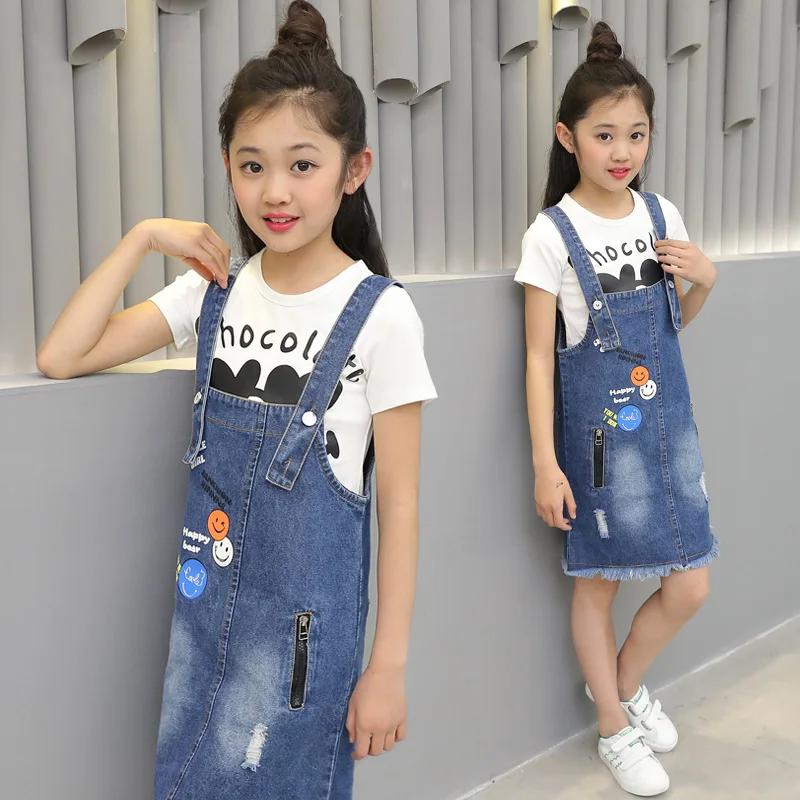 

princess dress 2019 new summer children's clothing jumpsuit strap skirt spring autumn girls denim strap dress children dress
