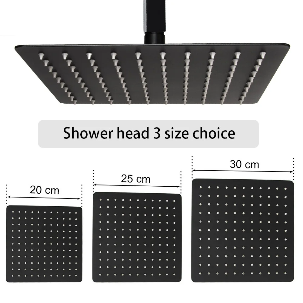 Матовый черный один способ дождь набор для душа Ванная комната Soild Латунь Качество квадратный смеситель для душа 2 мм ультратонкие насадки