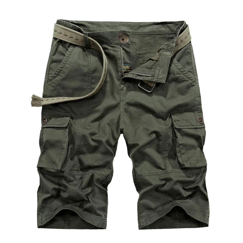 MANLI мужские тактические военные шорты новые карго шорты летний топ дизайн камуфляж военный Homme хлопок брендовая одежда - Цвет: Зеленый