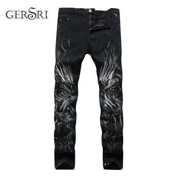 

Gersri Designer Men Jeans Lion Pattern Denim Pants Luxury All season Youth Male Jeans Homme Cotton Brand Fashion Jeans