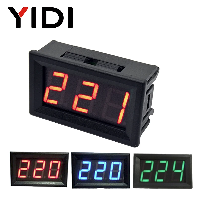 

AC 30-500V AC 0-600V 0.56'' Digital Voltmeter DC 3.5-30V DC 0-100V Red Green Blue LED display voltage meter 220V 2 3 cable