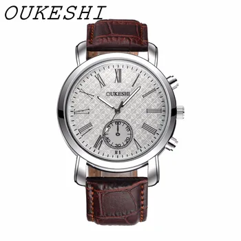 

Dropshipping Top Grade OUKESHI Brand Watch Men Business Leather Waterproof quartz Wrist watch relogio masculino erkek kol saati
