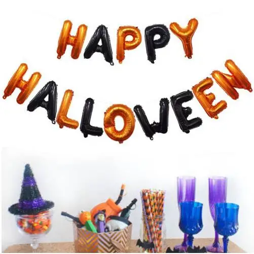 

Happy Halloween Foil Baloons 2018 Halloween Decoration Gold Helium Balloons Banner Party Supplies